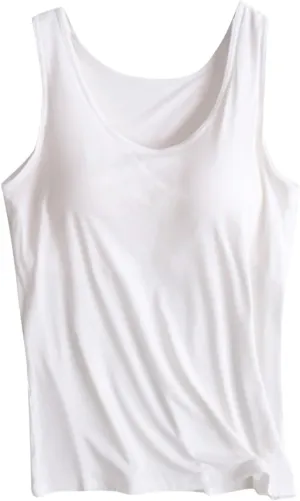Camisole Tops for Women Built in Bra Casual Scoop Neck Sleeveless Yoga Shirts Basic Padded Tank Tops Summer Clothes