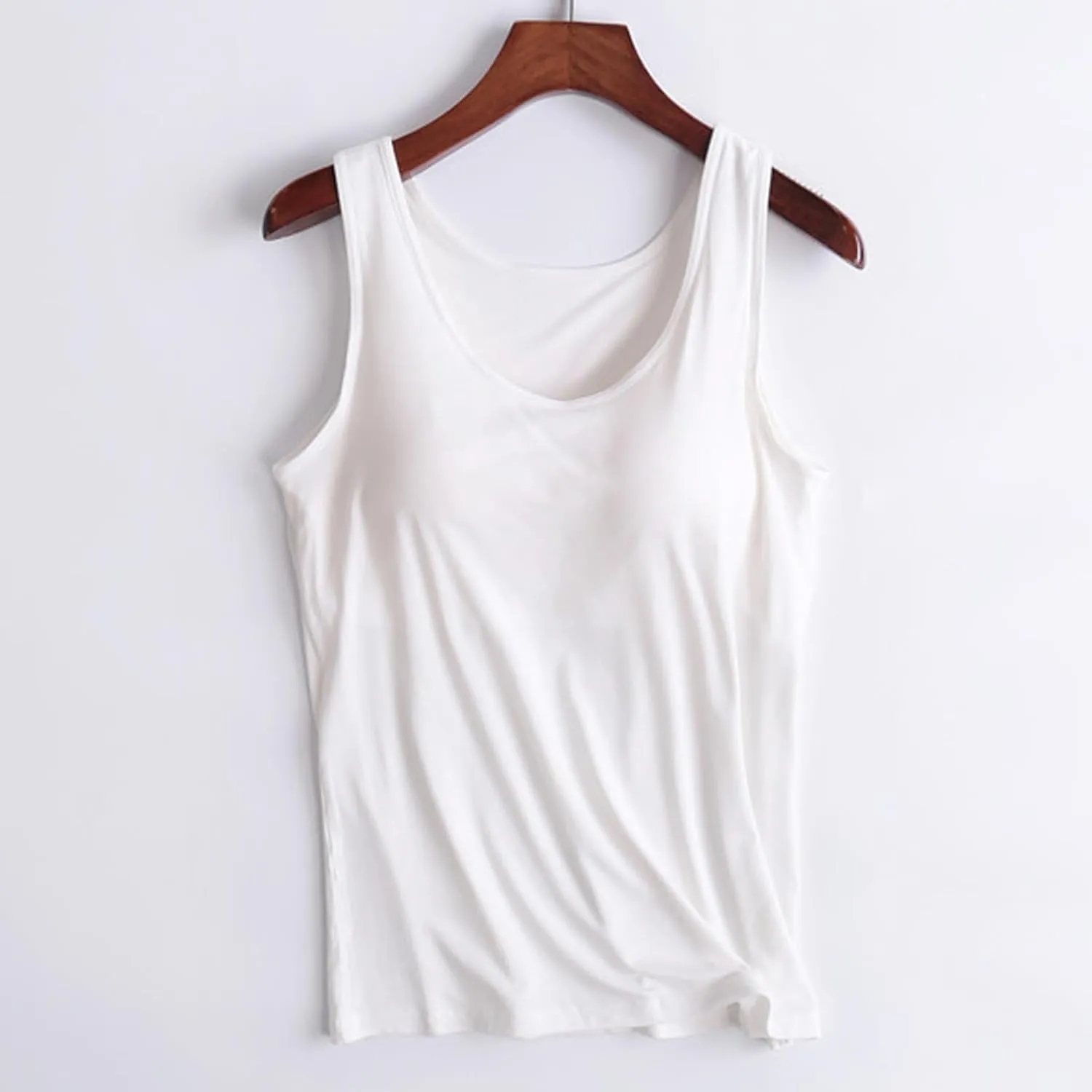 Camisole Tops for Women Built in Bra Casual Scoop Neck Sleeveless Yoga Shirts Basic Padded Tank Tops Summer Clothes
