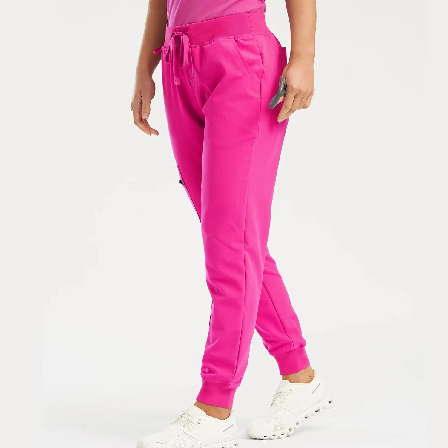 Cargo Scrub Pants for Women Jogger Style High Waisted Drawstring Outdoor Quick Dry Athletic Hiking Pants w/Pockets