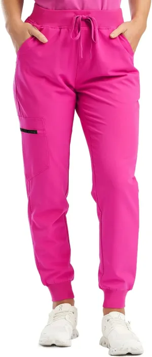 Cargo Scrub Pants for Women Jogger Style High Waisted Drawstring Outdoor Quick Dry Athletic Hiking Pants w/Pockets