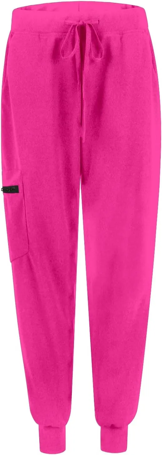 Cargo Scrub Pants for Women Jogger Style High Waisted Drawstring Outdoor Quick Dry Athletic Hiking Pants w/Pockets