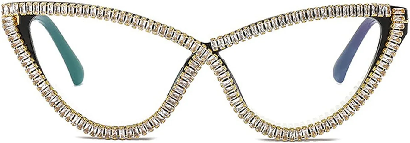 Cat Eye Crystal Diamond Sunglasses Women Vintage Triangle Shades Rhinestone Metal Sun Glasses For Female Bling Bling Eyewear