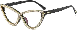 Cat Eye Crystal Diamond Sunglasses Women Vintage Triangle Shades Rhinestone Metal Sun Glasses For Female Bling Bling Eyewear