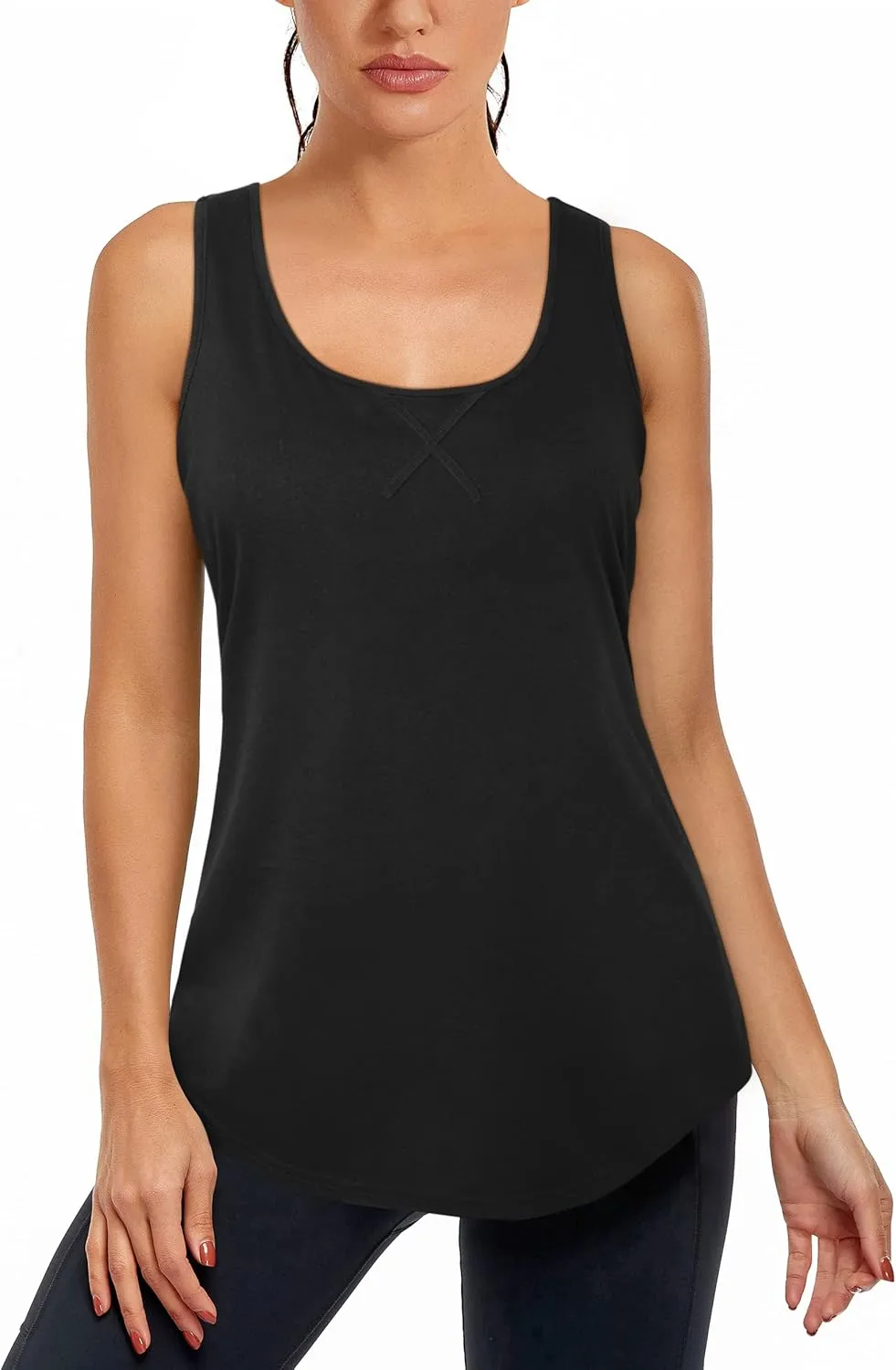 Cestyle Womens Yoga Workout Tank Tops with Built in Shelf Bras Summer Loose Fit Racerback Tank Top