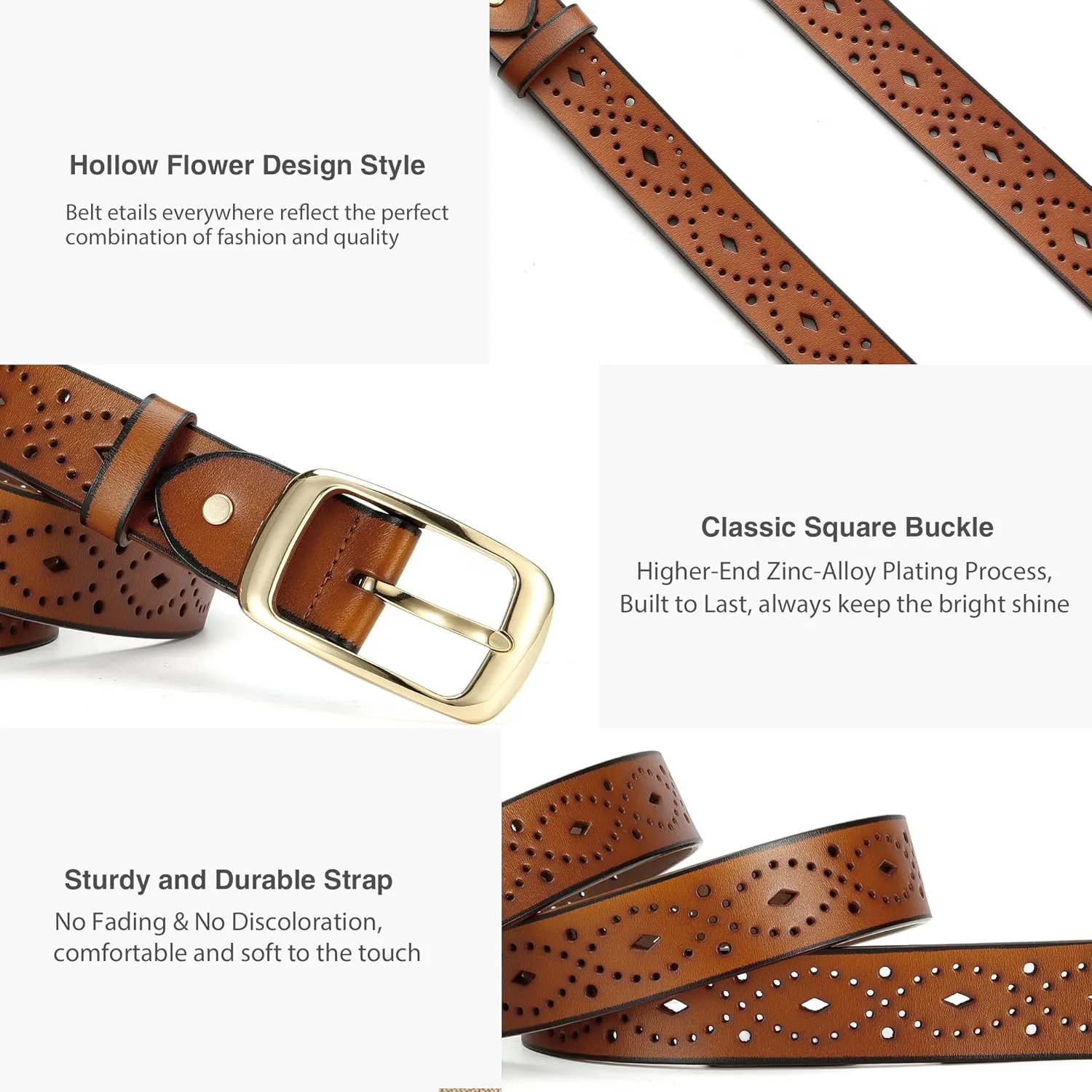 CHAOREN Womens Belts for Jeans - Leather Belt Women 1.3" Width - Genuine Leather Crafted by Hand