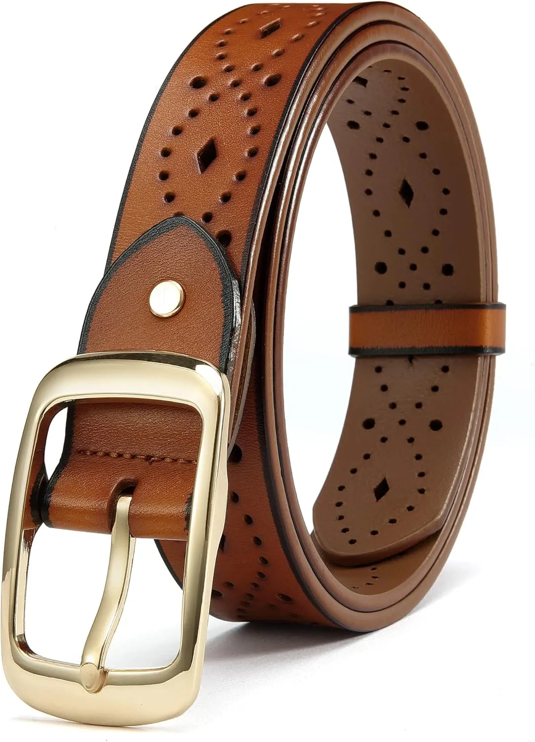 CHAOREN Womens Belts for Jeans - Leather Belt Women 1.3" Width - Genuine Leather Crafted by Hand
