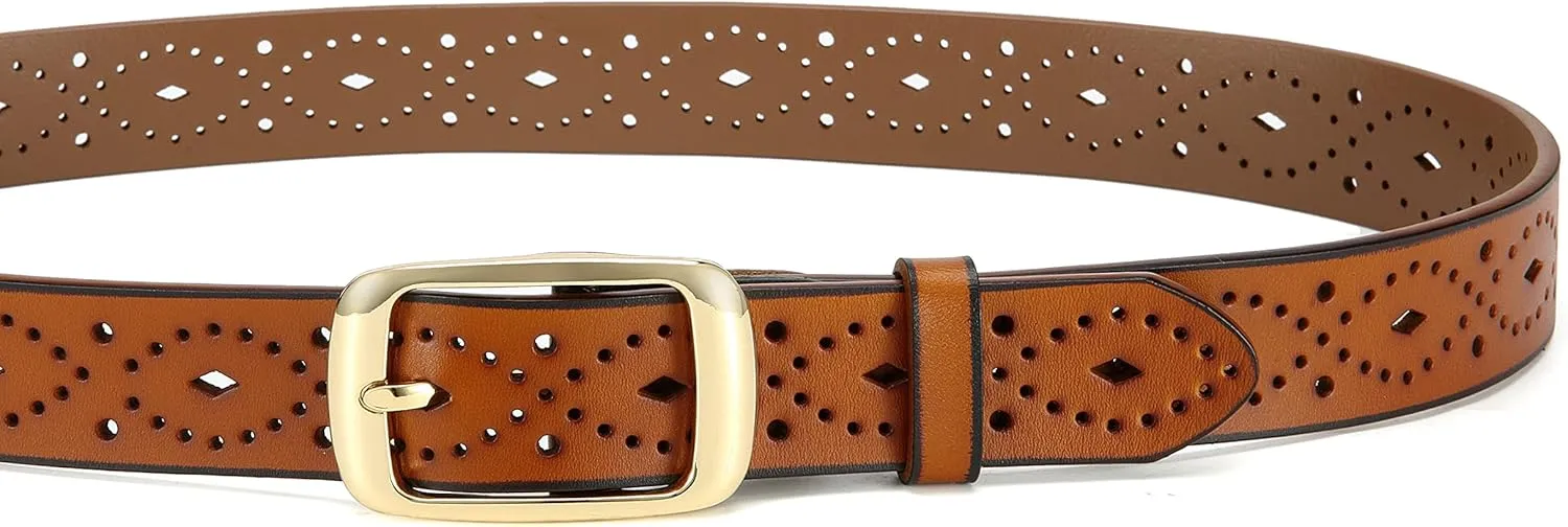 CHAOREN Womens Belts for Jeans - Leather Belt Women 1.3" Width - Genuine Leather Crafted by Hand