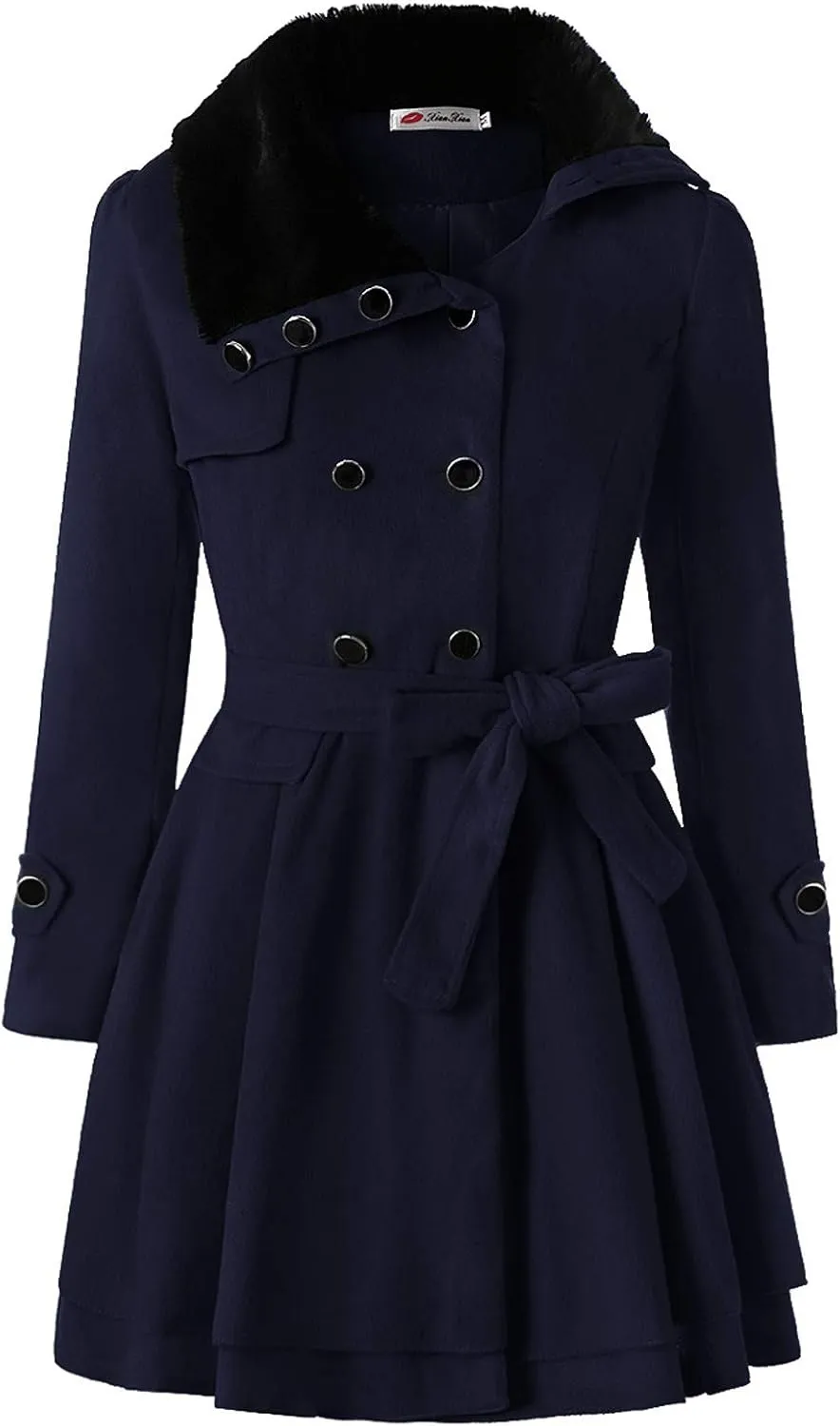 cooki Fall Jackets for Women 2023 Women Wool Trench Coat Winter Double-Breasted Jacket with Belts Casual Winter Classic Coat