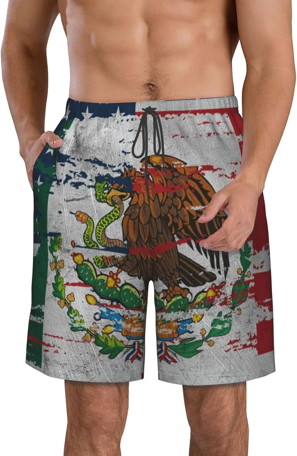 DARLEKS Men's Beach Shorts Drawstring Quick Dry Running Athletic Shorts Comfortable Loose Gym Shorts