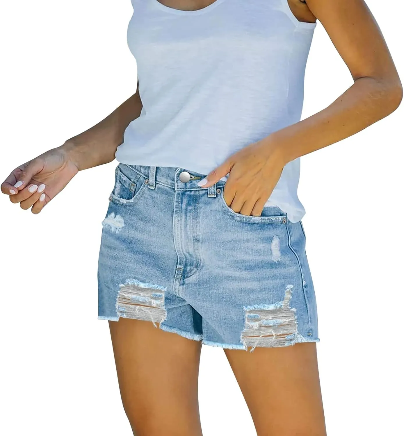 Denim Shorts for Women High Waisted Denim Short Stretchy Casual Summer Trendy Girls Jean Shorts Jeans Short with Pocket