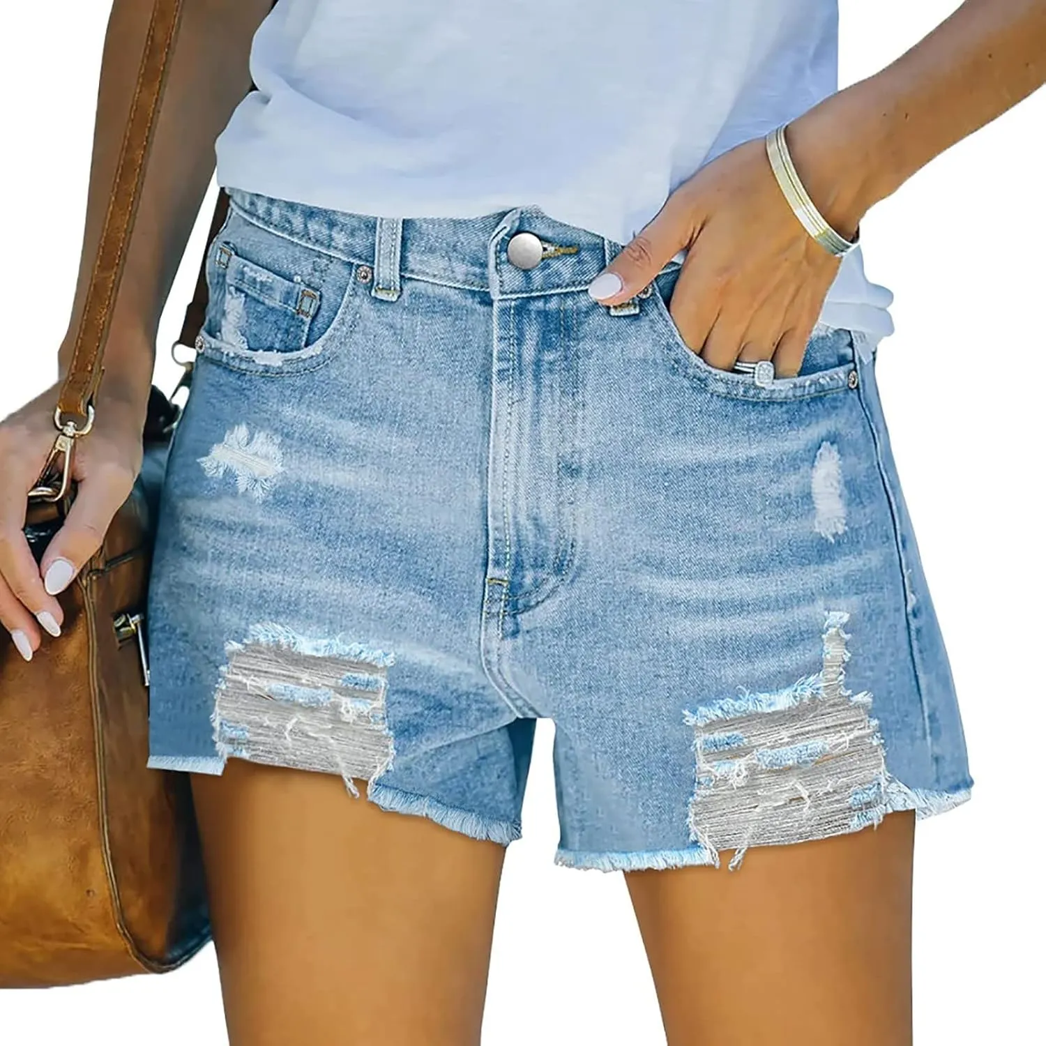Denim Shorts for Women High Waisted Denim Short Stretchy Casual Summer Trendy Girls Jean Shorts Jeans Short with Pocket