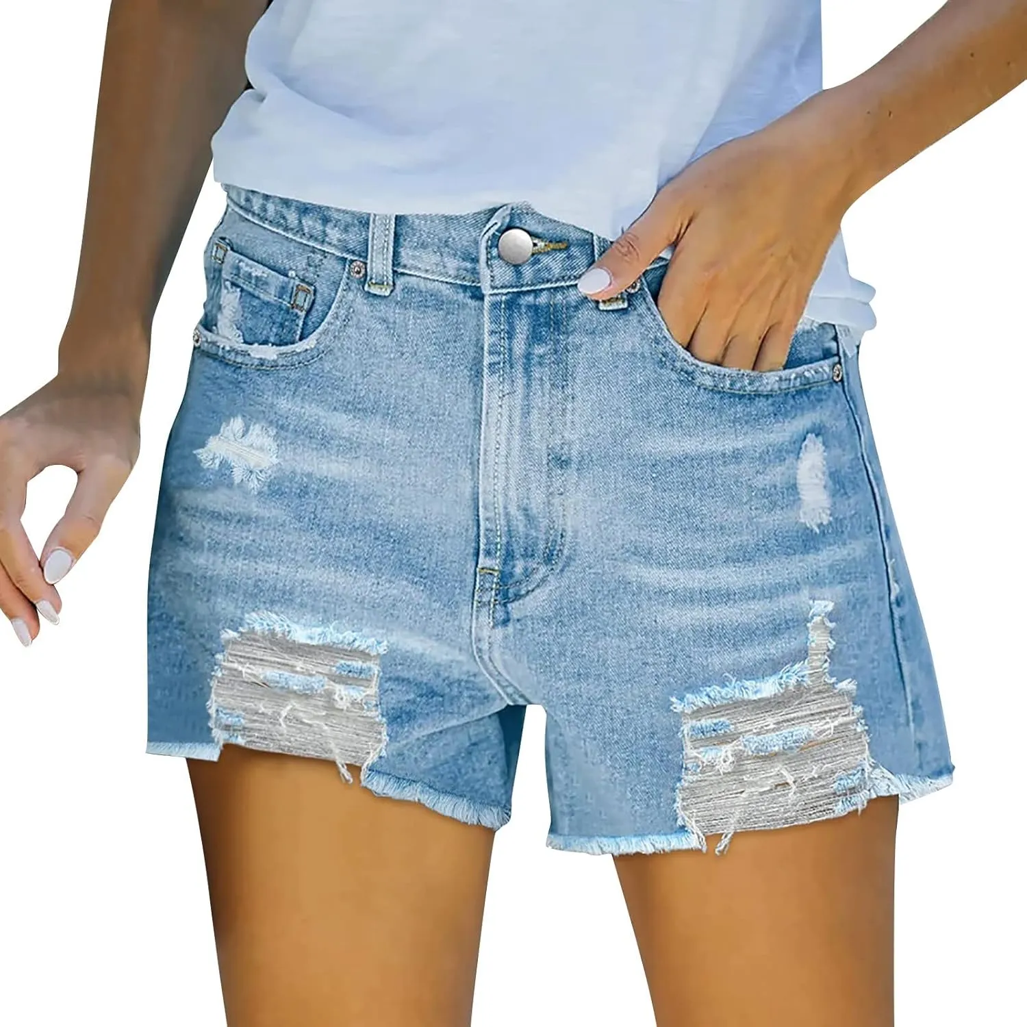 Denim Shorts for Women High Waisted Denim Short Stretchy Casual Summer Trendy Girls Jean Shorts Jeans Short with Pocket