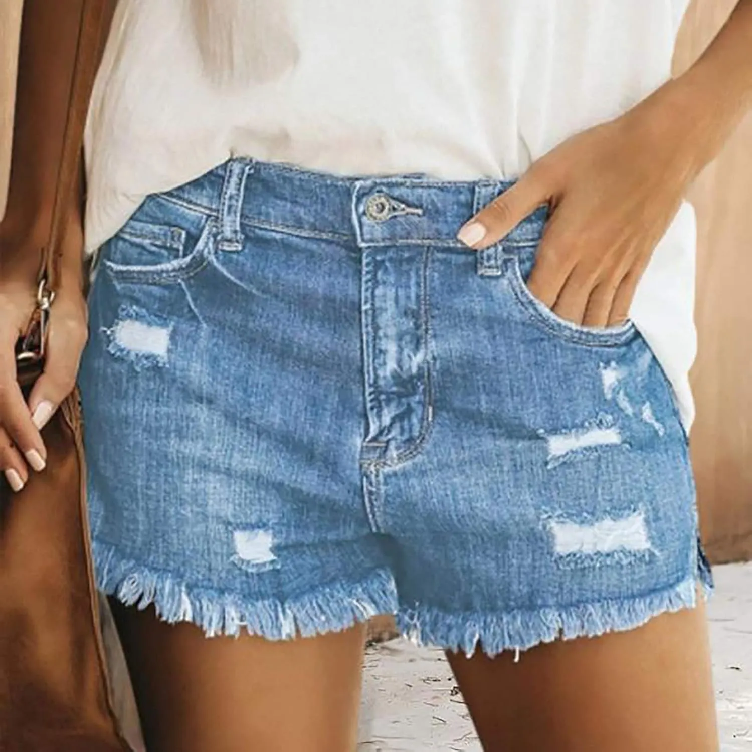 Denim Shorts for Women High Waisted Stretchy Jean Shorts Distressed Summer Jeans Cut Off Cute Jean Shorts