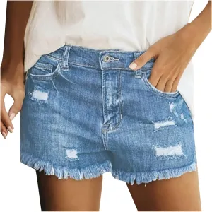 Denim Shorts for Women High Waisted Stretchy Jean Shorts Distressed Summer Jeans Cut Off Cute Jean Shorts