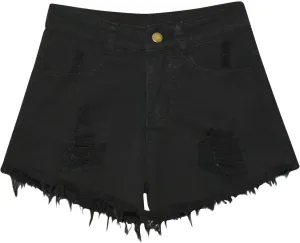 Denim Shorts for Women Mid-High Waisted Ripped Denim Jean Shorts Frayed Hem Stretchy Summer Hot Short Pants