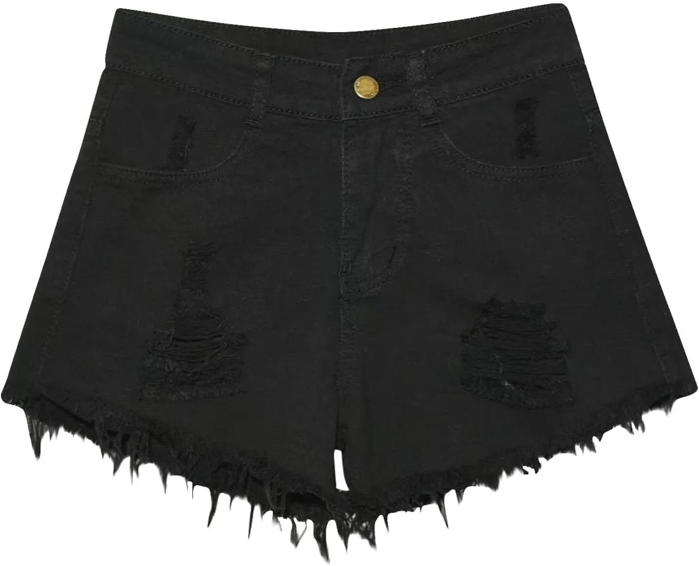 Denim Shorts for Women Mid-High Waisted Ripped Denim Jean Shorts Frayed Hem Stretchy Summer Hot Short Pants