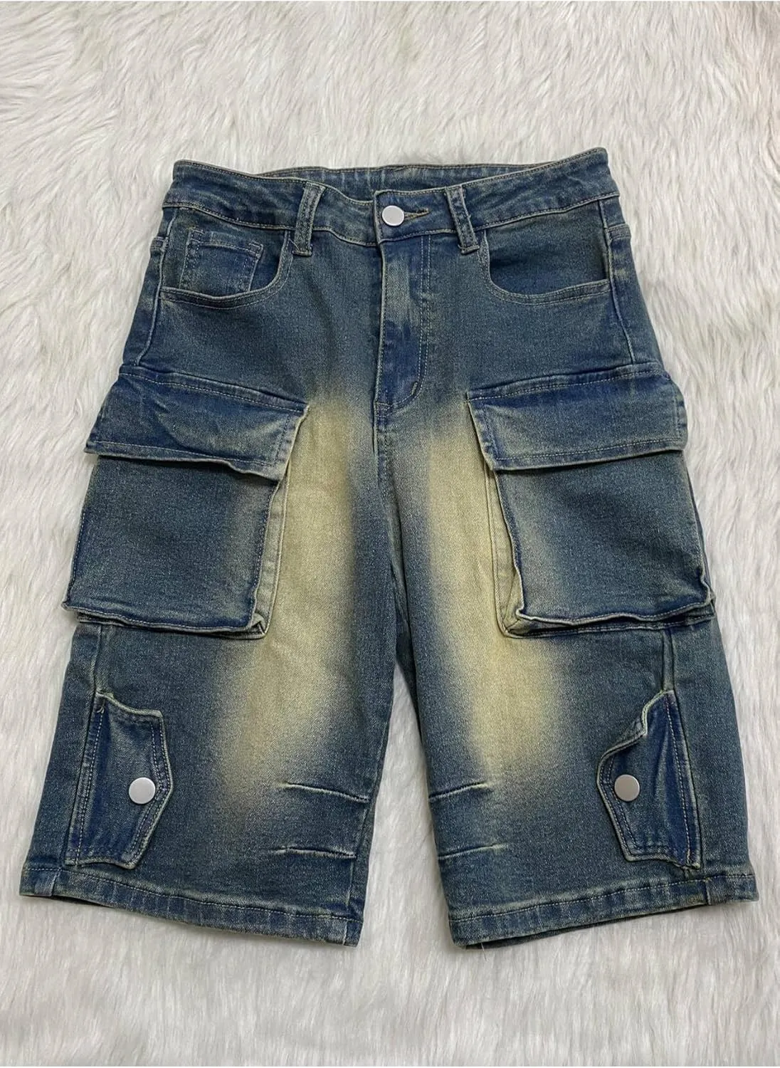 Denim Shorts Women Vintage High Waisted Wide Leg Baggy Jean Shorts with Pockets Streetwear