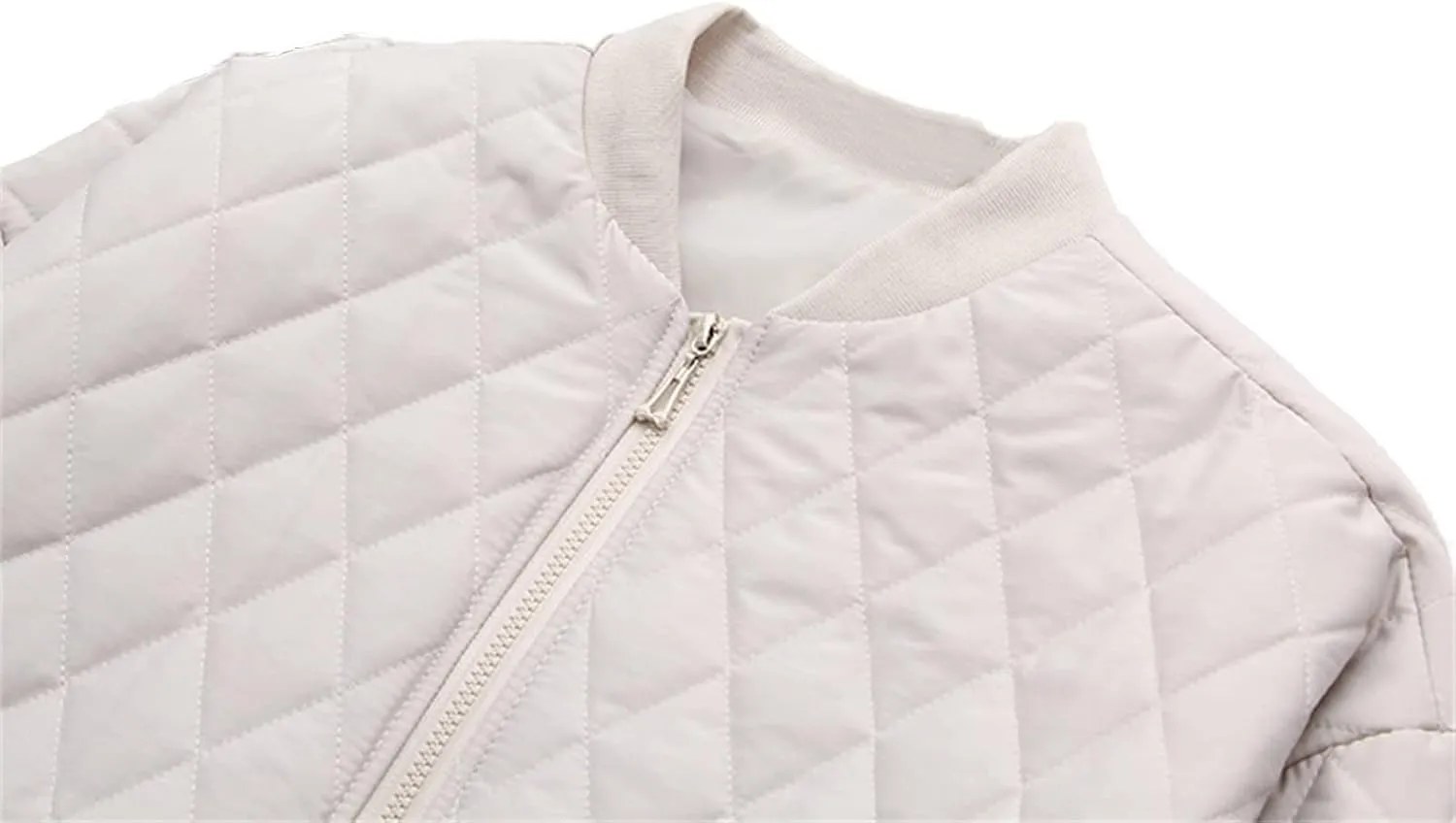 DGHM-JLMY Women Jacquard Casual Long Thin Baseball Coat Diamond Quilted Lightweight Puffer Jacket Thickened Warm Down Jacket