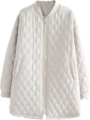 DGHM-JLMY Women Jacquard Casual Long Thin Baseball Coat Diamond Quilted Lightweight Puffer Jacket Thickened Warm Down Jacket