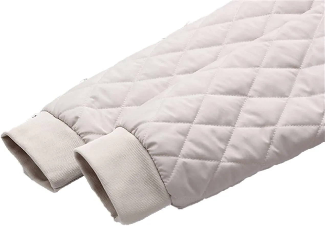 DGHM-JLMY Women Jacquard Casual Long Thin Baseball Coat Diamond Quilted Lightweight Puffer Jacket Thickened Warm Down Jacket