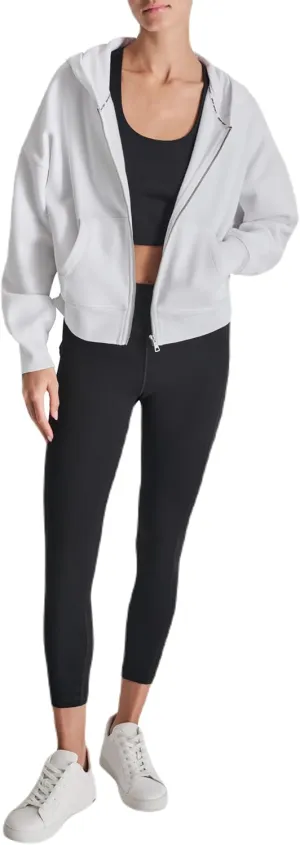 DKNY womens Studded Logo Full Zip Fleece Hoodie
