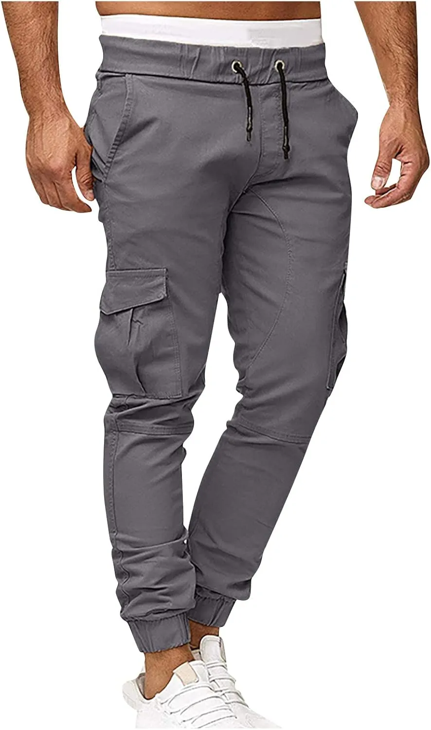 Drawstring Pant Fashion Men's Sport Pure Color Bandage Casual Loose Sweatpants