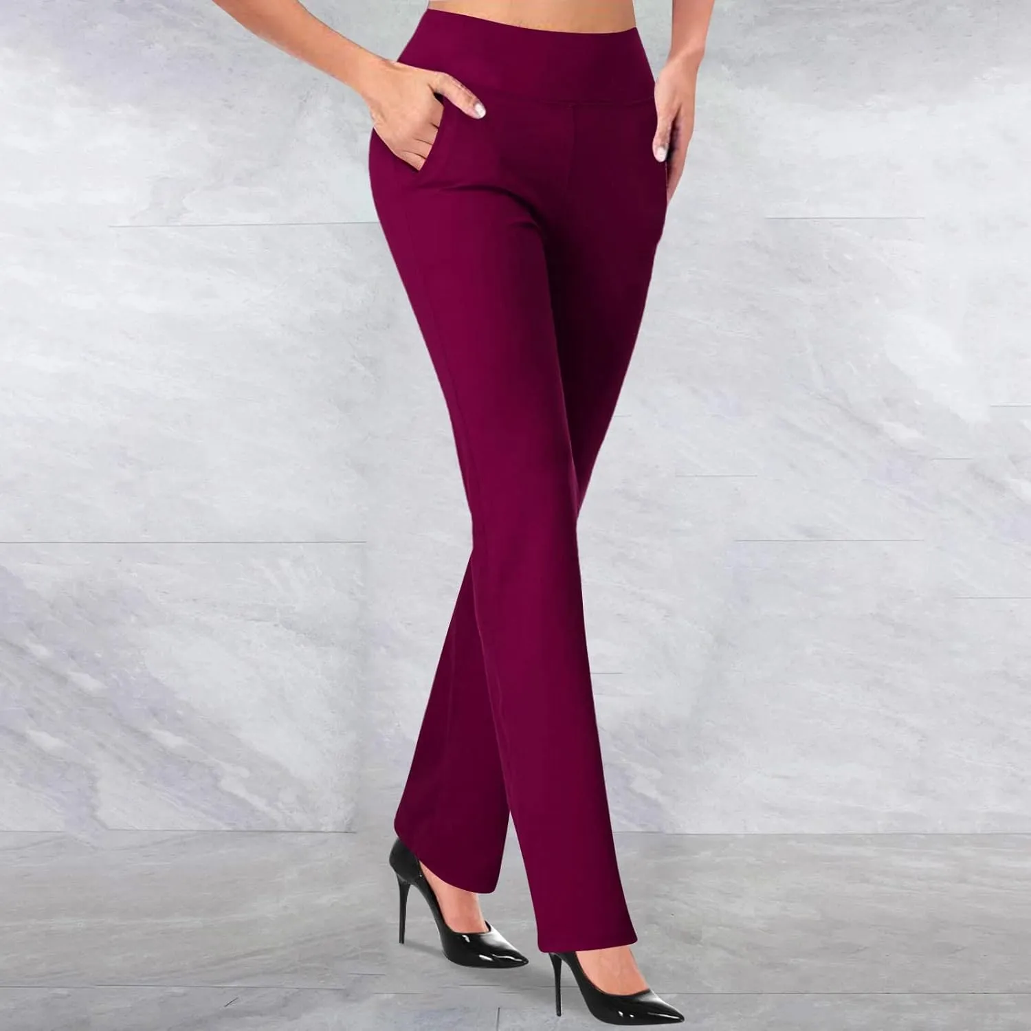 Dress Pants Women Business Casual Office Work Pants Premium Stretch Yoga Pants Straight Leg Bootcut Slacks Pants