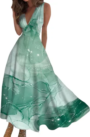 Dresses for Women 2025 Casual Long Dress Floral A Line Dress Fashion Beach Dress Hawaii Boho Floral Print Sundresses