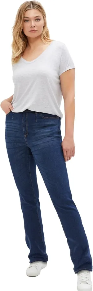 ellos Women's Plus Size Straight Stretch Jeans