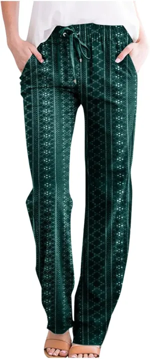 Eyelet Pants for Women Summer Capris Lightweight Casual Loose Solid Color Loose Fit Pants Fashion Yoga Pants for 2024