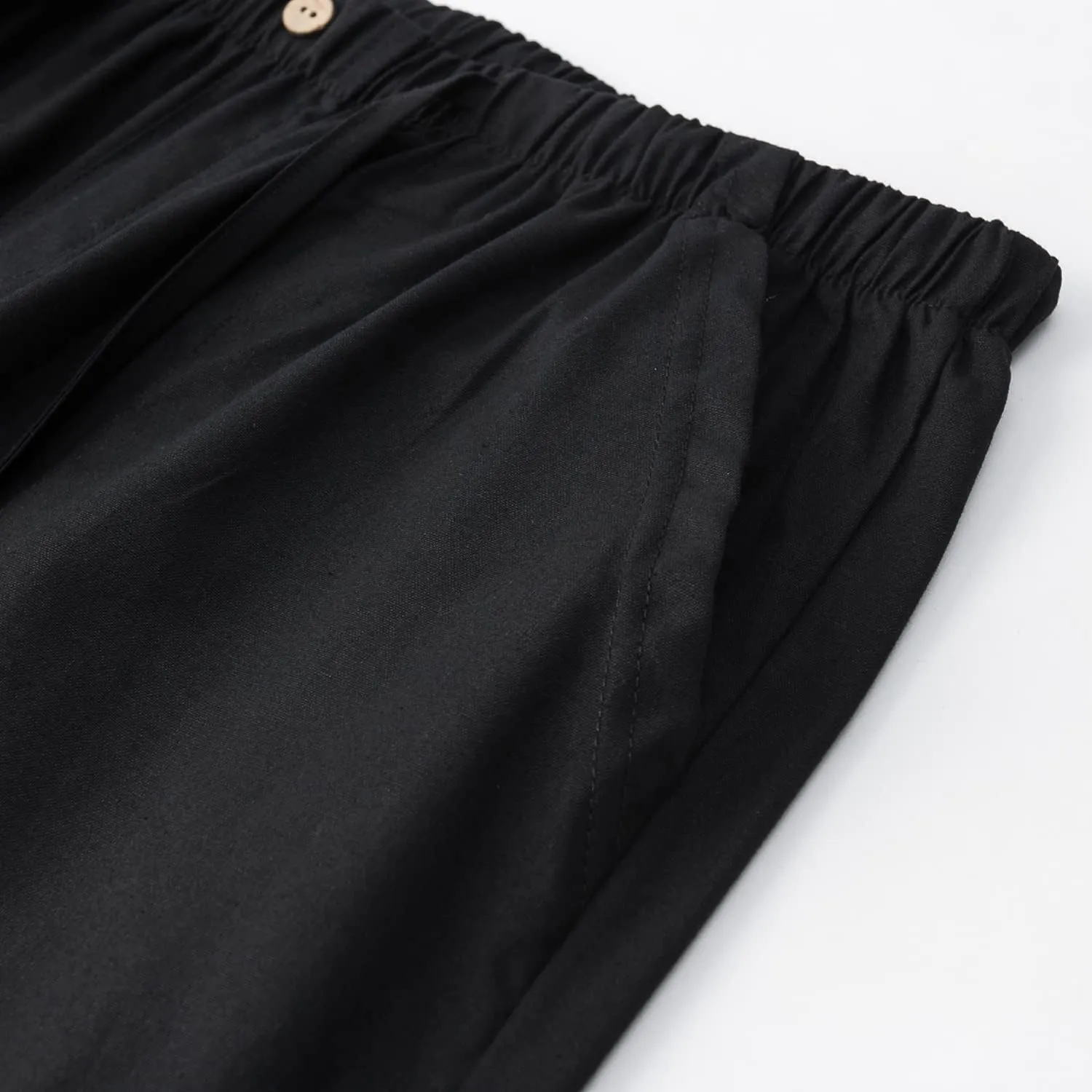FANARCHER Men’s Cotton Linen Pants Drawstring Loose Beach Pants with Pockets