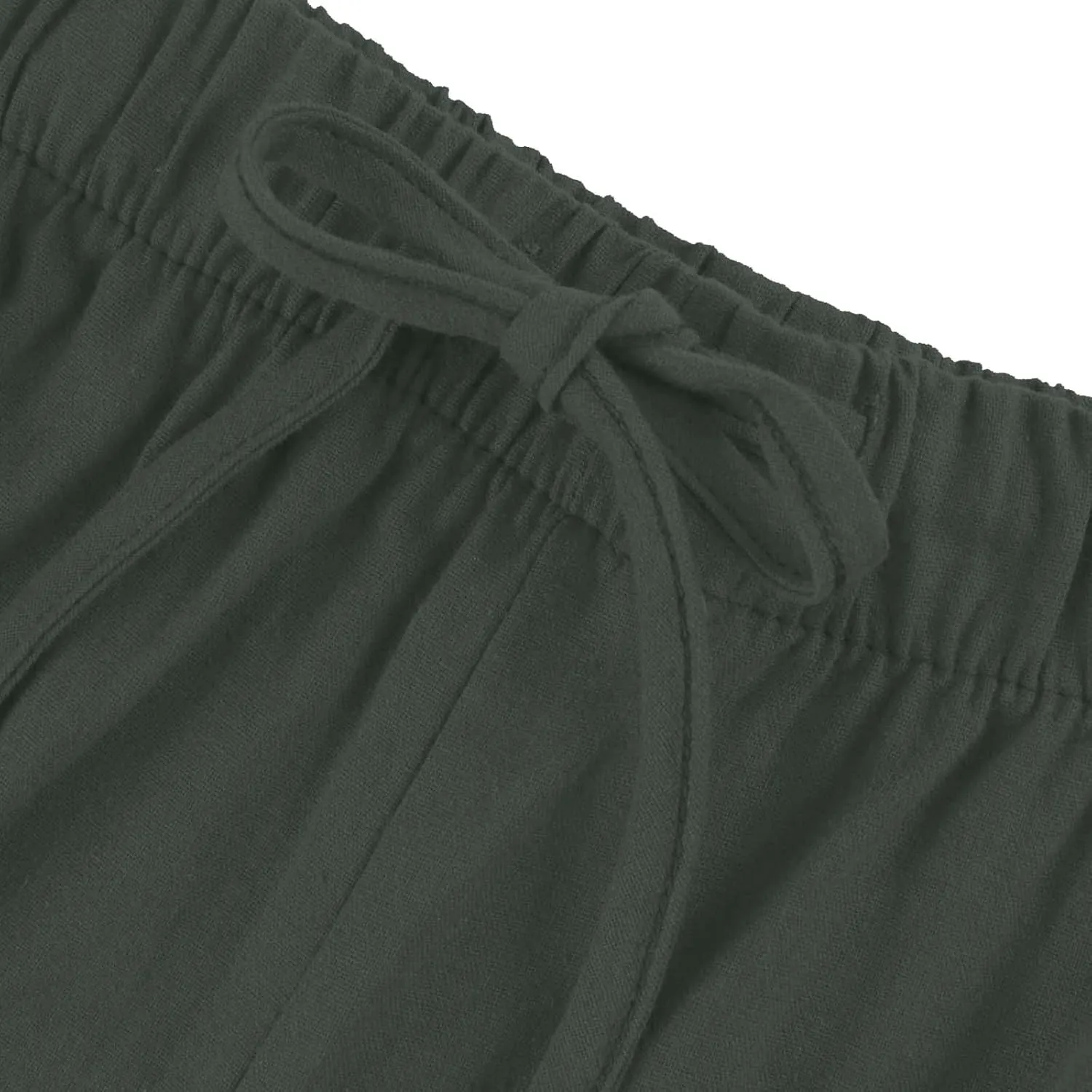 fanmpghleoo Wide Leg Linen Pants for Women Drawstring High Waisted Linen Palazzo Pants Flowy Comfy Lounge Pant with Pockets