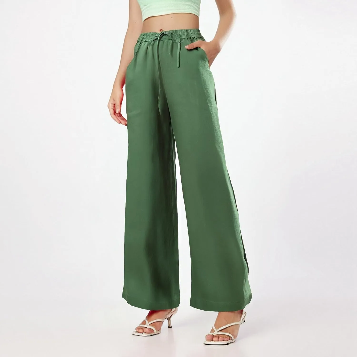 fanmpghleoo Wide Leg Linen Pants for Women Plus Size Linen Pants Women Summer Business Casual Baggy High Waisted Dress Pants