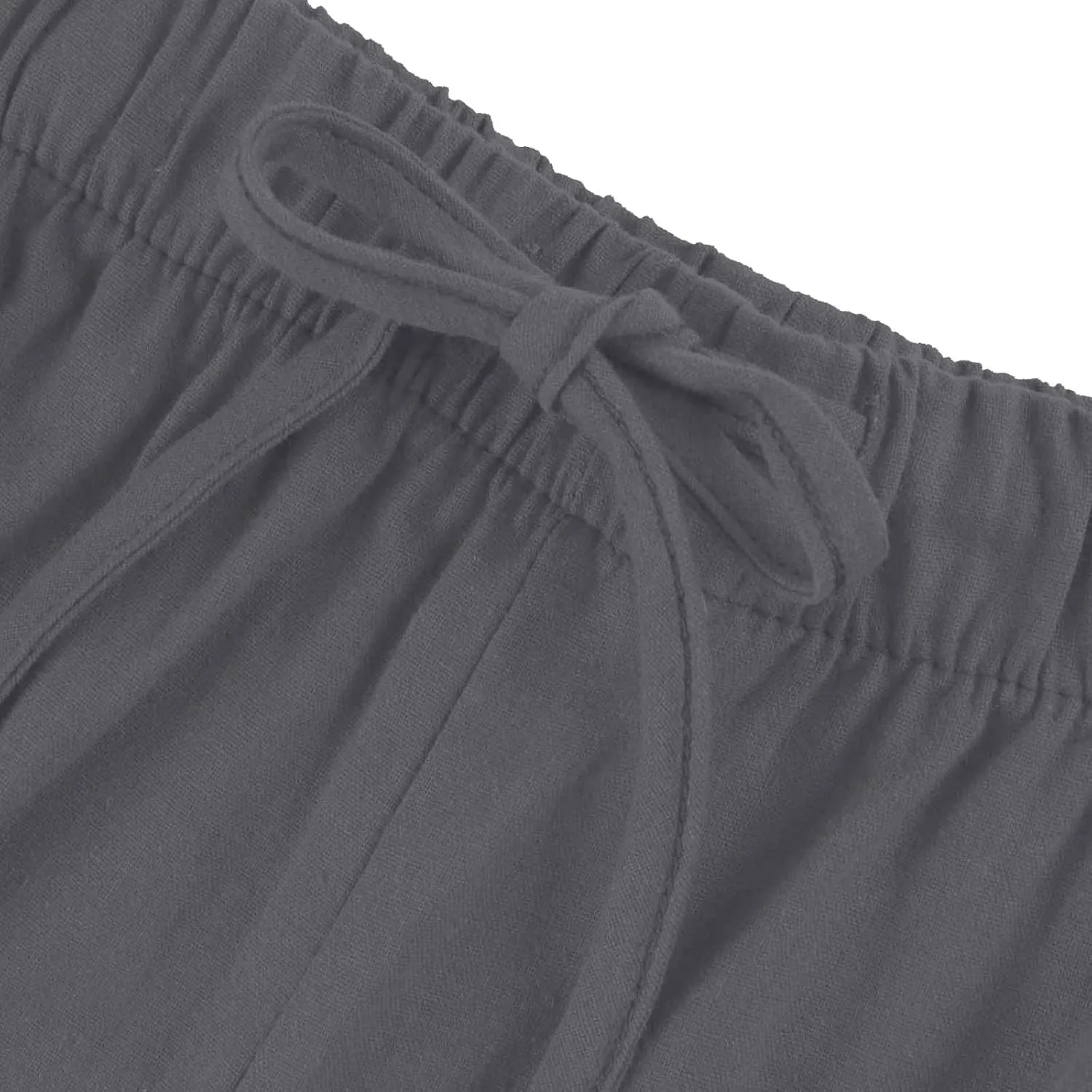 fanmpghleoo Wide Leg Palazzo Pants for Women Casual Drawstring Linen Pants Summer High Waisted Linen Trousers with Pockets