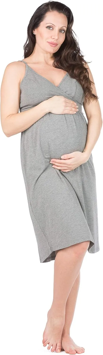 Fishers Finery Women's EcoFabric Wireless Sleeveless Maternity Nursing Nightgown