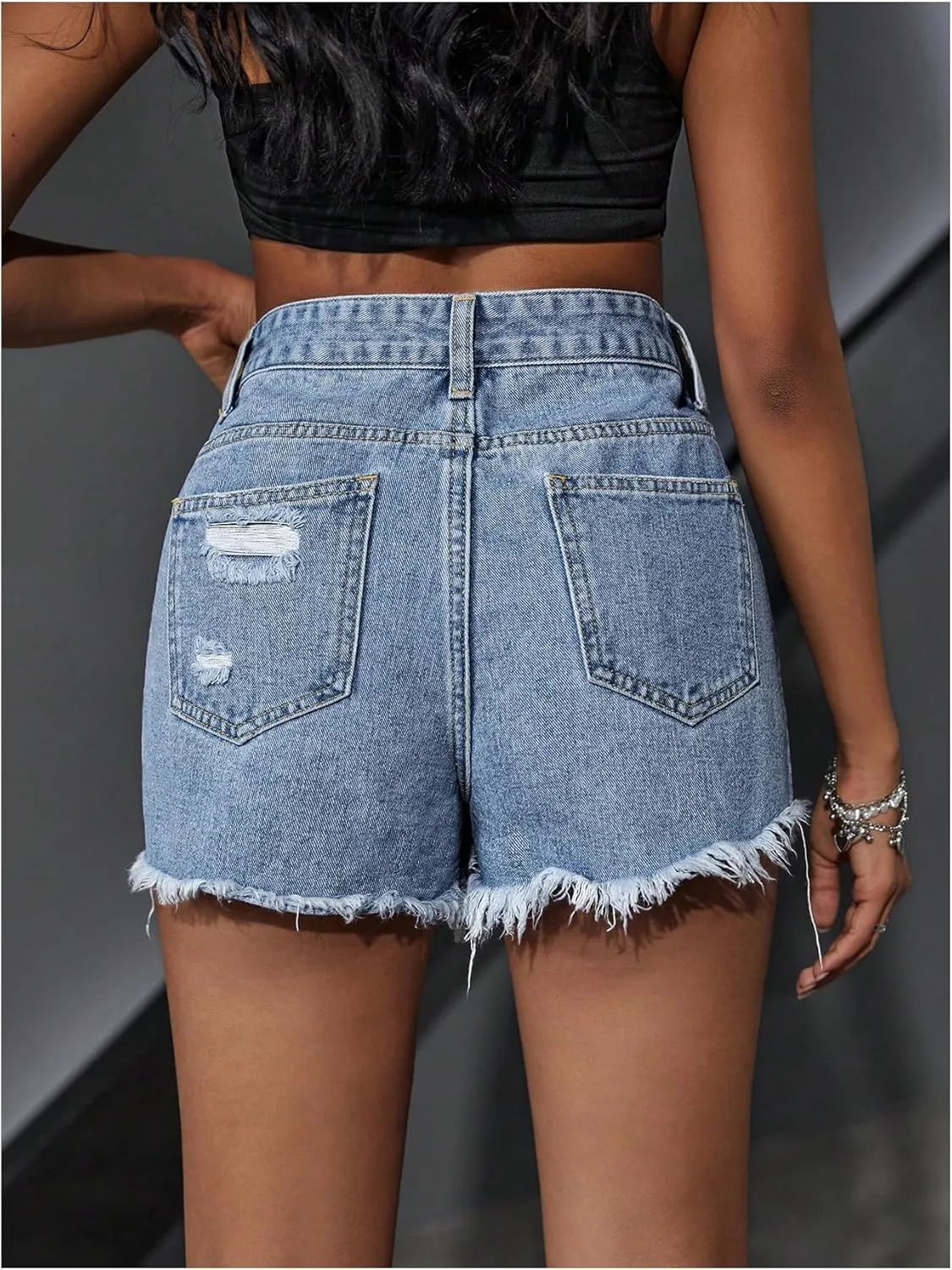 Floerns Women's High Waisted Distressed Denim Shorts Ripped Y2k Mini Jean Shorts