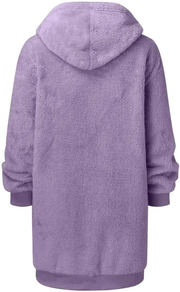 FMCHICO Fleece Coat for Women,Women's Oversized Zip Up Hooded Jacket Winter Plus Size Sherpa Coat