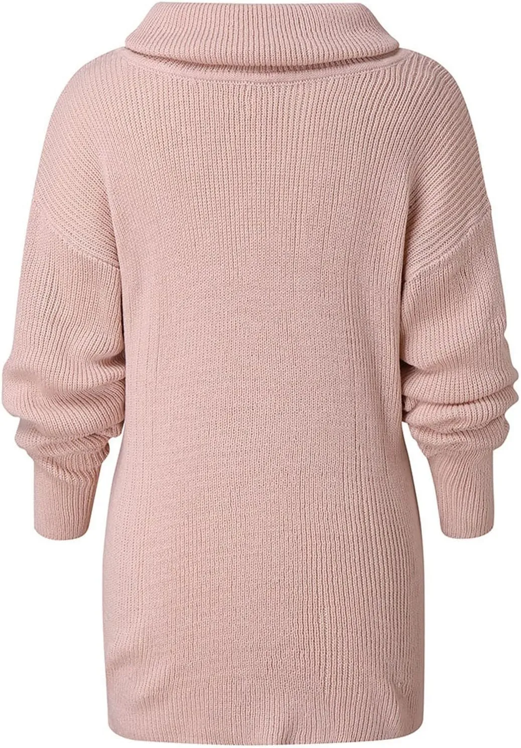FMCHICO Women's Long Sleeve Turtleneck Loose Oversized Tunic Pullover Sweater Knit Tops