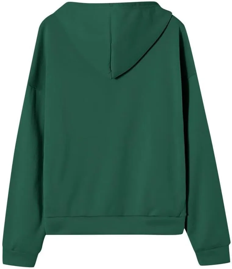 FMCHICO Women's Oversized Hoodies for Women Full Zip Up Long Sleeve Sweatshirts Drawstring Jackets Coat with Pockets