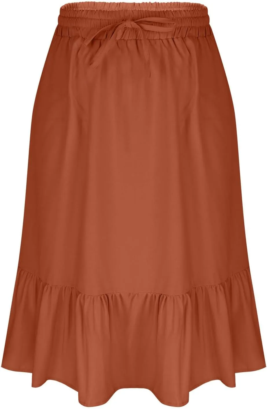 FZYLQY Women's Casual High Waisted Tiered Midi Skirt, Comfortable Loose Fit Elastic Waist Skirt with Pockets for Summer