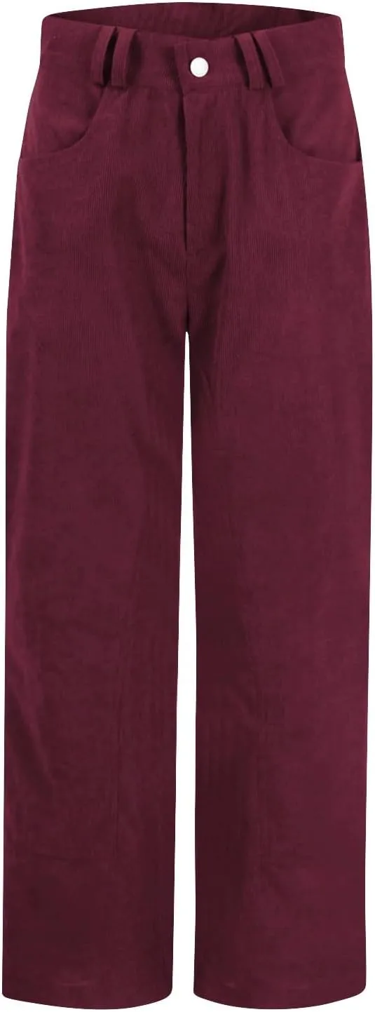 Gumipy Womens Corduroy Pants Trendy Casual Trousers Pants Loose Comfy Mid Rise Straight Leg Pants Lounge Pants with Pockets