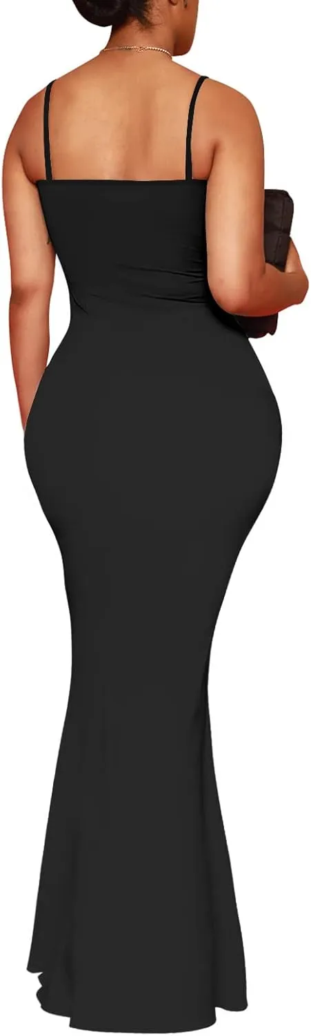 Hafailia Women's Casual Soft Lounge Long Slip Dress Sexy Sleeveless Bodycon Maxi Dresses Evening Formal Cocktail