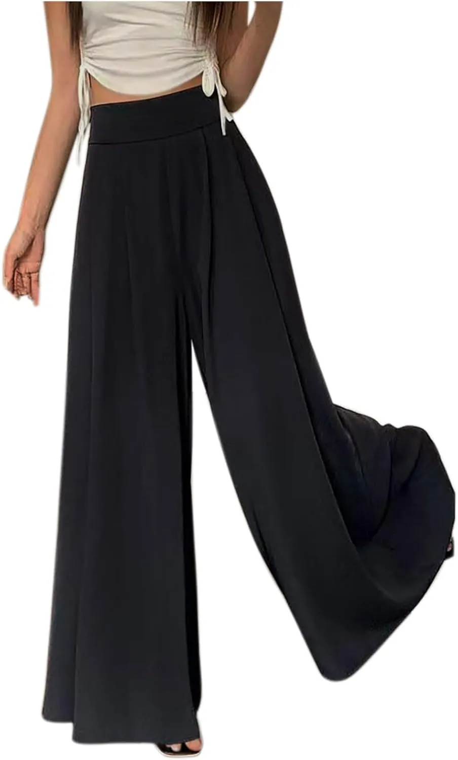 Harem Wide Leg Pants Women Casual Loose Drawstring Low Waist Beach Palazzo Harem Pants 2025 Wide Leg Loose Flowy Pants