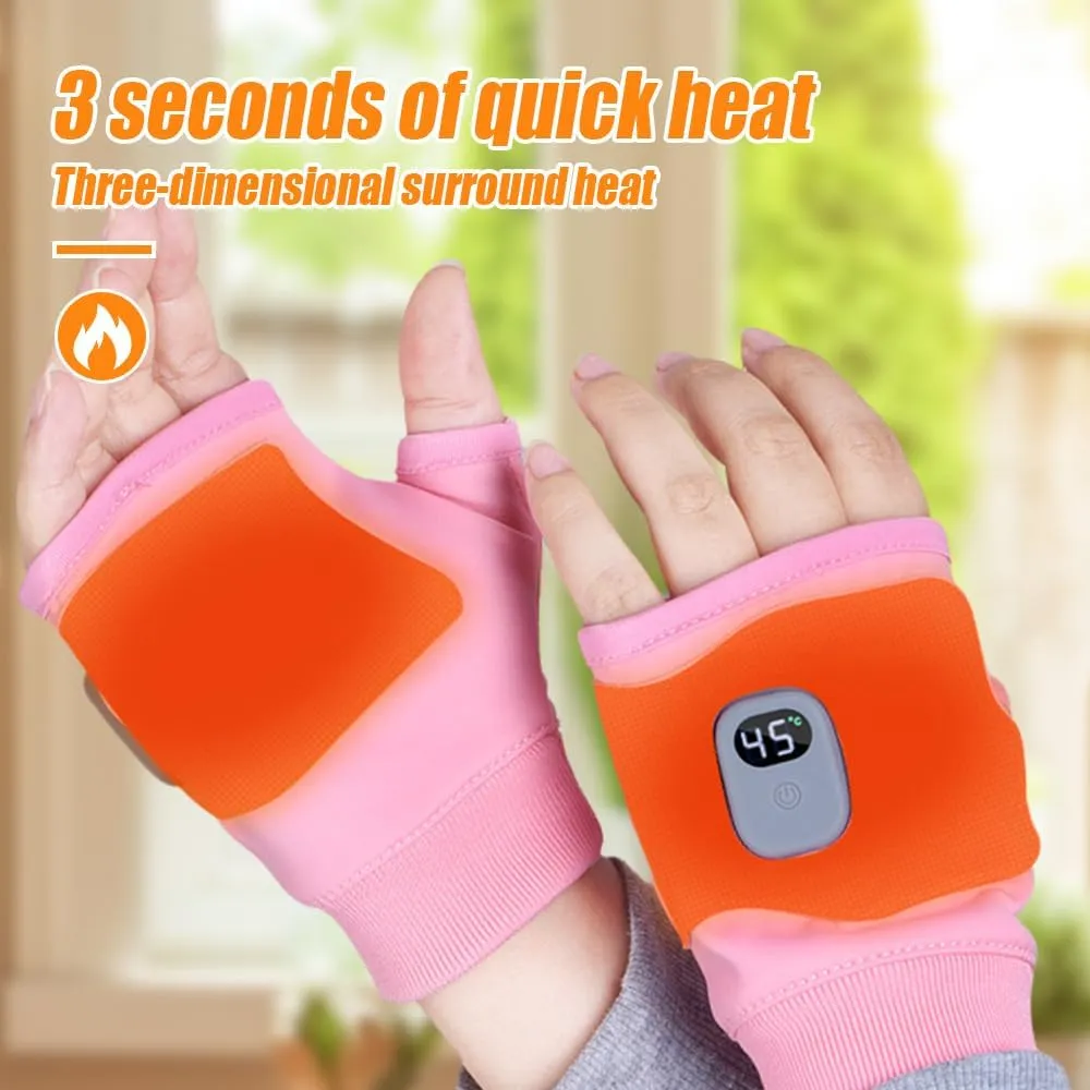 Heated Gloves for Women, Upgraded Smart Thermostatic Electric Heated Fingerless Gloves Rechargeable, Winter Hand Warmer for Work Cycling Skiing Outdoor Snow