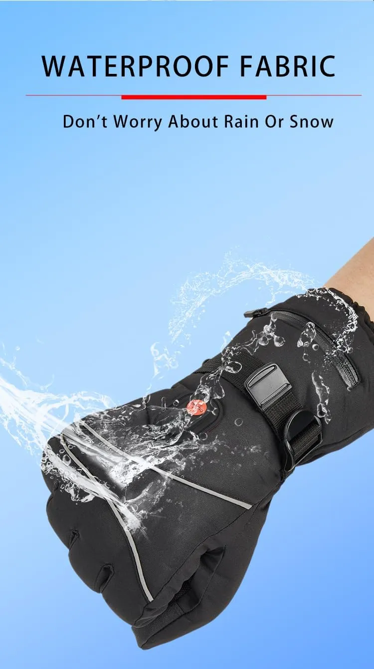 Heated Gloves Rechargeable for Men & Women, 6000 mAh Battery Heated Gloves, Waterproof and Touchscreen Warmer for Outdoor Skiing, Hiking, Cycling