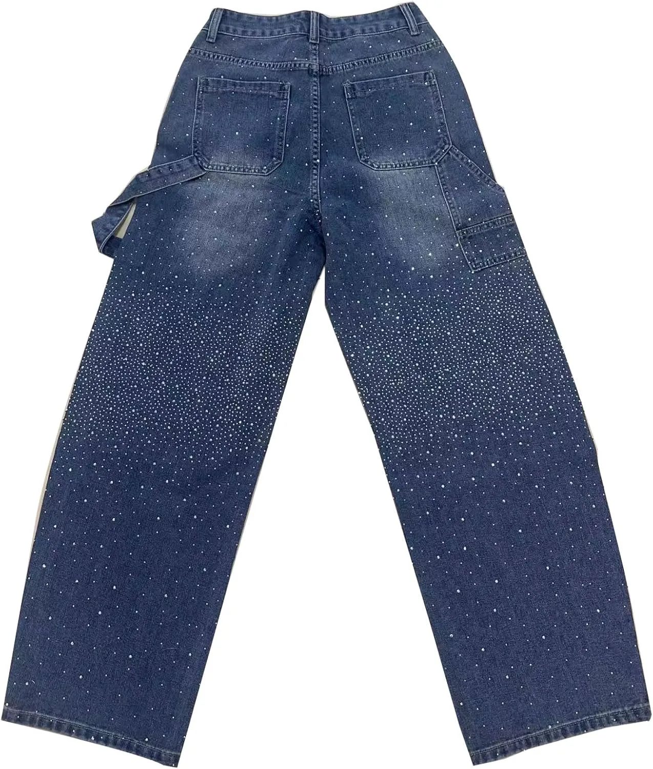 High Waisted Baggy Jeans for Women Diamond Straight Loose Jeans Fashion Vintage Boyfriend Denim Pants
