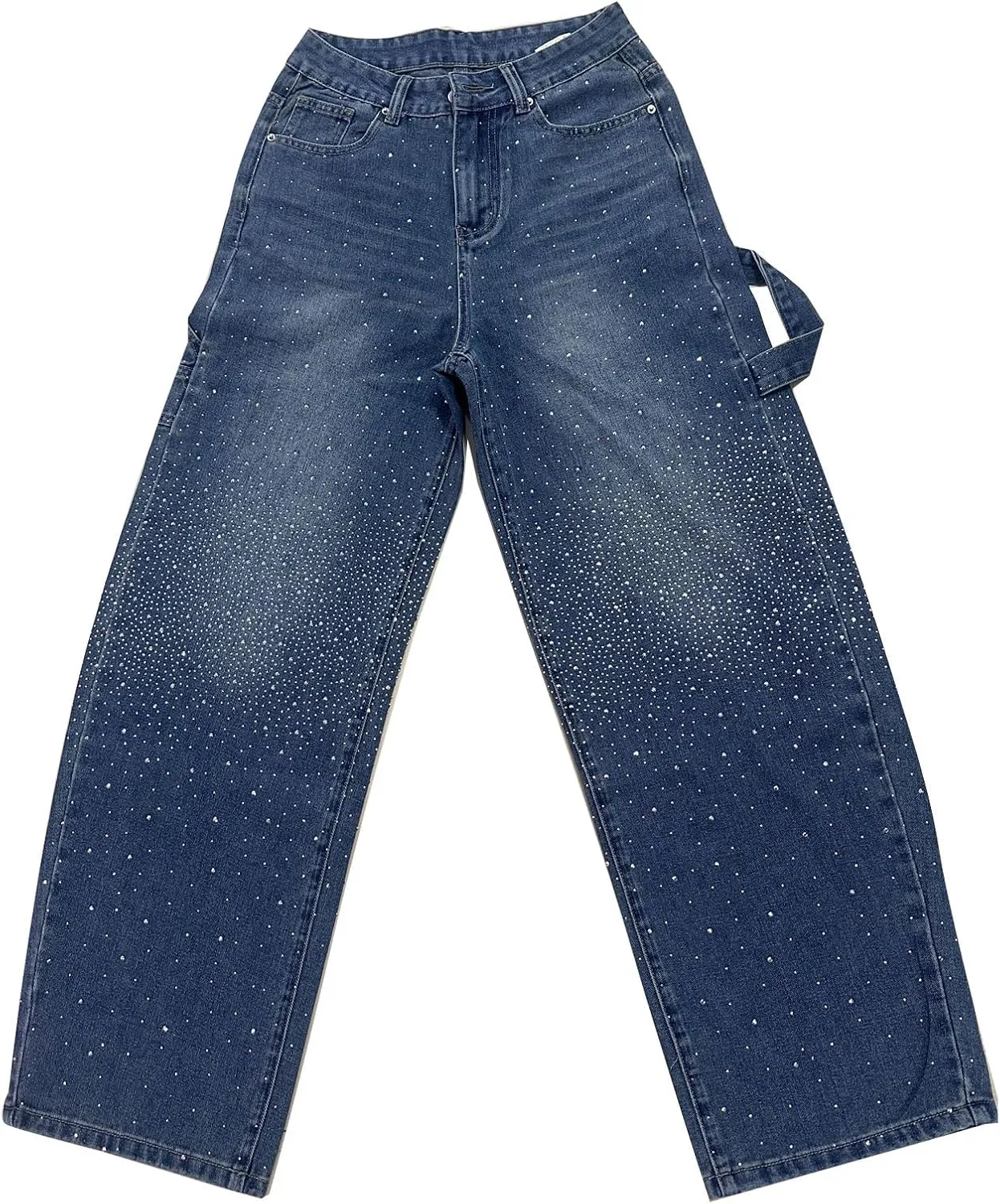 High Waisted Baggy Jeans for Women Diamond Straight Loose Jeans Fashion Vintage Boyfriend Denim Pants