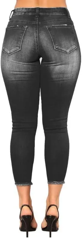 High Waisted Jeans for Women Retro Ripped Jeans Slim Fit Butt Lifting Skinny Stretch Jeans Denim Pants