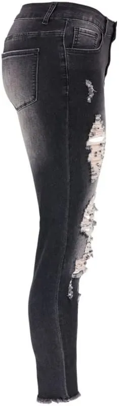 High Waisted Jeans for Women Retro Ripped Jeans Slim Fit Butt Lifting Skinny Stretch Jeans Denim Pants