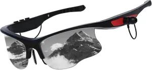 Hoofun Sports Sunglasses, Wireless Bluetooth Headset with Sports Polarized Sunglasses, Smart Glasses Headphone Built-in Mic for Outdoor Cycling Running Driving Fishing (Black)